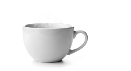 Steaming Cup of Fresh Black Coffee Isolated on White Background