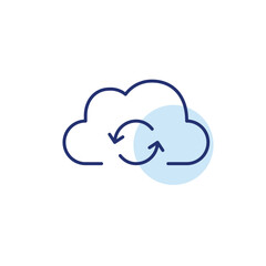 Obraz premium Storage update, files refreshed. Virtual data cloud and renew arrows. Pixel perfect, editable stroke vector icon