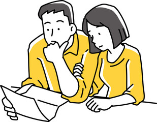 手紙を一緒に見る男女