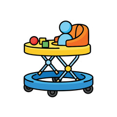 Baby Learning to Walk with Toys in Walker