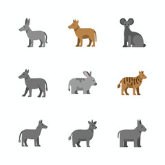 Set of Simple Animal Silhouettes for Design Use