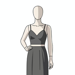 Woman in Elegant Black Evening Dress