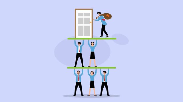 Team Support and Corporate Hierarchy Concept with Business People Carrying Leader cartoon animation