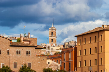 Rome beautiful historic center with Capitoline Hill tower