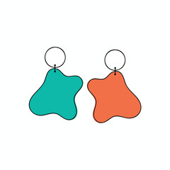 Colorful Amoeba Shaped Earrings on White Background