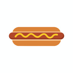 Hot Dog Illustration with Mustard