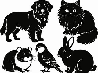 Obraz premium Collection of Various Farm Animals and Dog in Vector Illustration