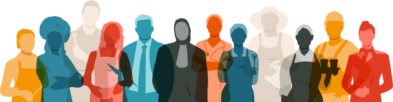 People of different professions together. 