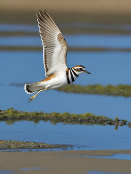 Killdeer Shorebird in Graceful Flight