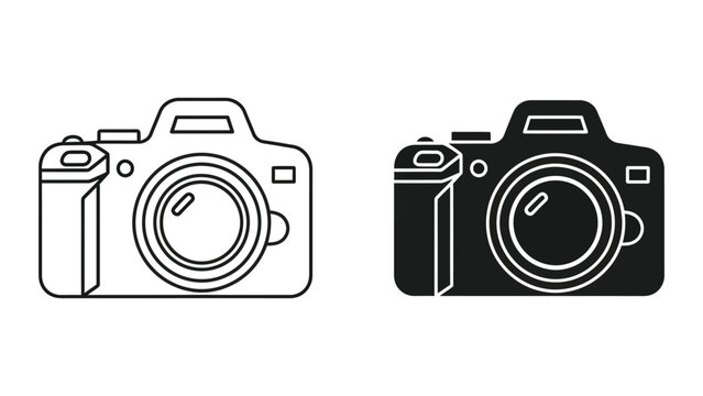 Simple black and white camera icons on white background