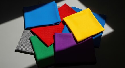 Colorful Square Fabric Pieces Arranged Together.