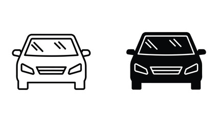 Obraz premium Simple black and white illustration of two cars facing forward
