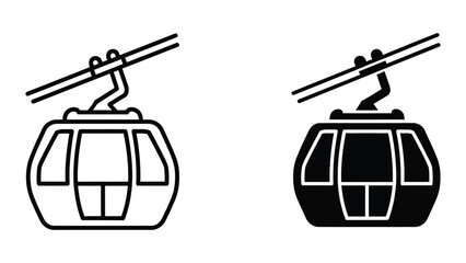 Cable car gondola icon set, black and white © pngmarket