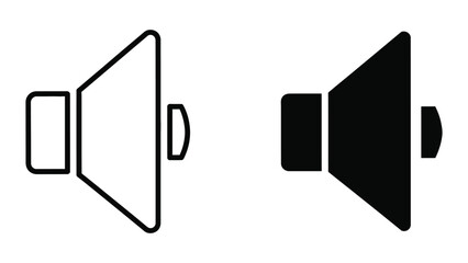 Megaphone icons set, white and black simple loudspeaker symbols
