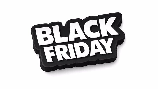 Animated video with the word Black Friday, black and white, on a transparent or alpha background, 4K footage