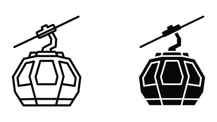 Cable car gondolas in black and white graphic style © pngmarket