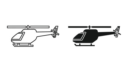 Two simple black and white helicopters side by side ©  afiyastock