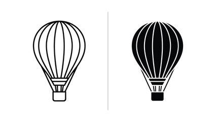Naklejka premium Black and white hot air balloon illustration set