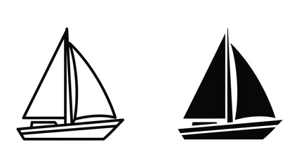 Two sailboats, one outlined and one filled, side by side on white background © pngmarket