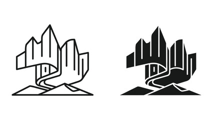 Modern cityscape logo designs, urban landscape silhouettes