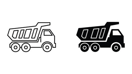 Black and white dumper truck icon set © pngmarket
