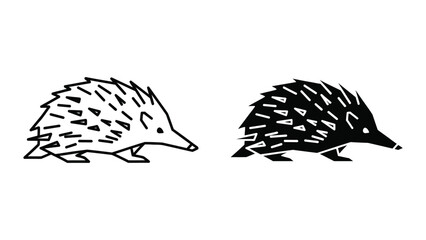 Black and white hedgehogs side profile illustration © iconmarket