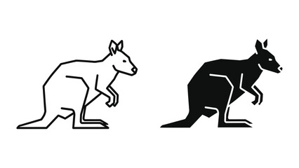 Obraz premium Silhouette and outline of kangaroo on white background