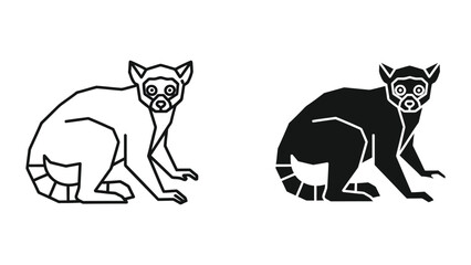 Black and white lemur illustrations side by side © iconmarket