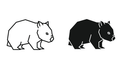 Obraz premium Black and white illustration of two wombats side by side