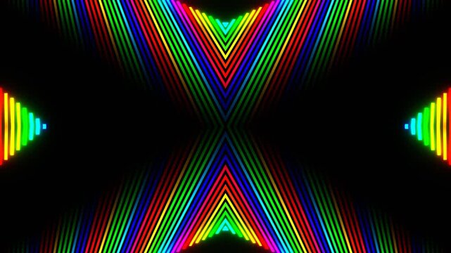 Rainbow Neon Rays Disappear Into Distance Kaleidoscope Background VJ Loop in 4K