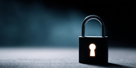 Fototapeta premium Illuminated padlock with glowing keyhole