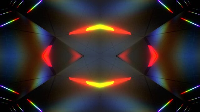 Rainbow Neon Light Kaleidoscope Background VJ Loop in 4K