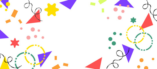 Colorful background with abstract shapes and empty space for text