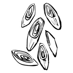 長ネギの斜め切り　線画イラスト