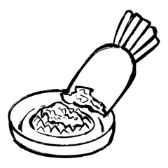 大根おろしの線画イラスト