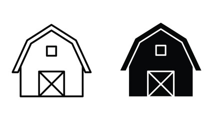 Simple black and white barn icons on white background © vactor guru