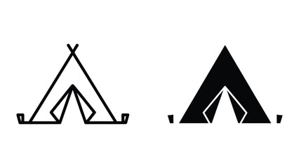 Black and white tent icons on white background © vactor guru