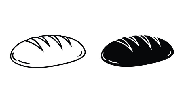 Two loaves of bread, black and white illustration