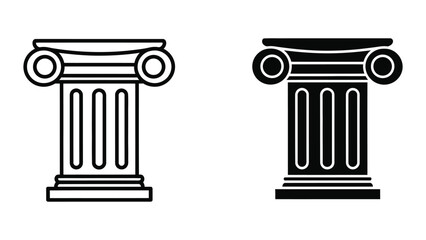 Obraz premium Classic Doric column icons in outline and solid styles