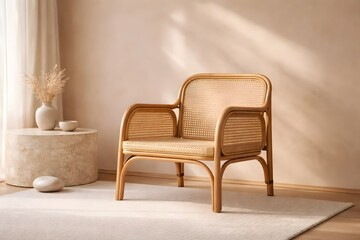 Minimal Wooden Chair in Sunlit Interior for Modern Home Decor and Lifestyle Branding