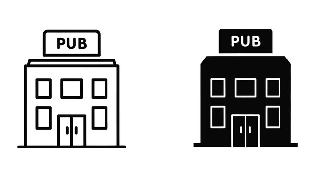 Pub building vector illustration set