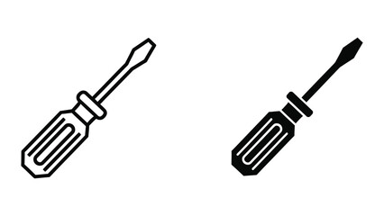 Fototapeta premium Black and white screwdriver icons on white background