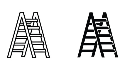 Double step ladders icon set, outline and filled styles © vactor guru