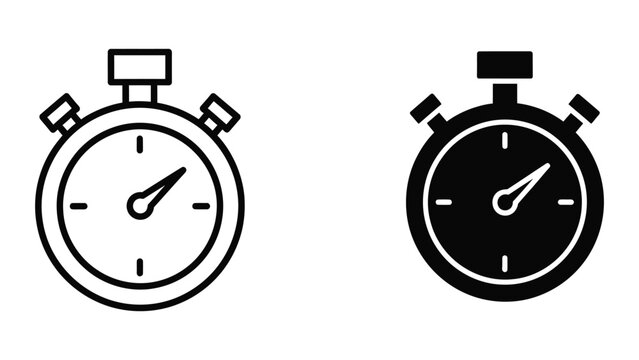 Stopwatch icons in black and white
