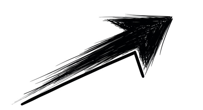 A black arrow illustration moves swiftly to the right on a white background.