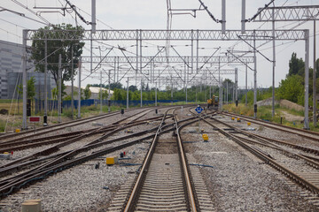 complex track system with switches and crossings