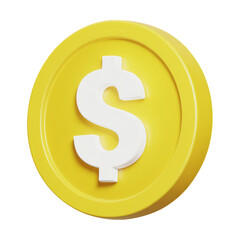 Obraz premium 3D Yellow Coin with Dollar Symbol for Finance and Currency Representation