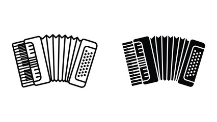 Black and white illustration of two accordions
