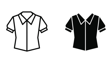 Black and white shirt icons on white background
