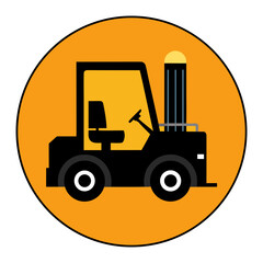 Forklift Icon on Circular Background Industrial Equipment Vector